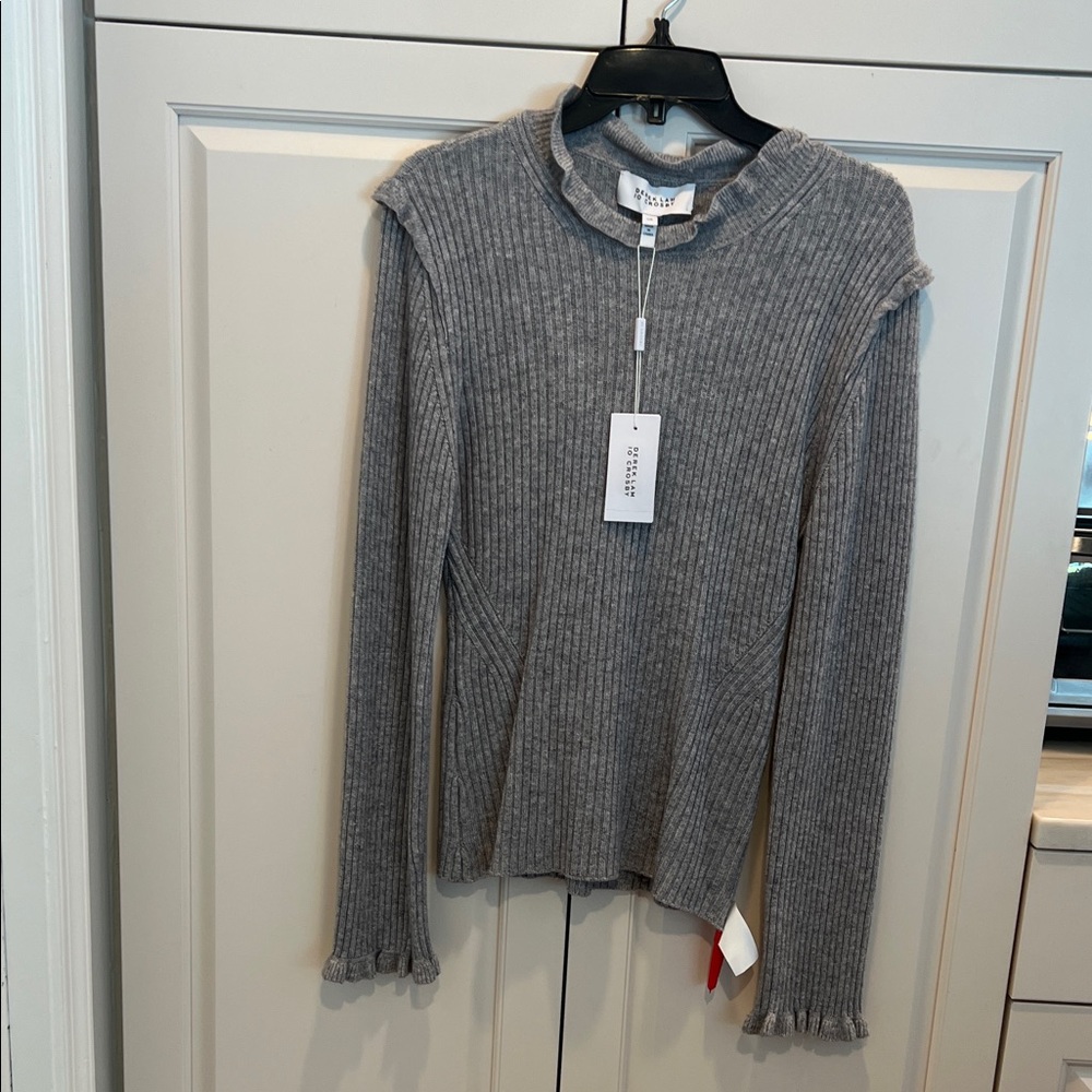 Derek Lam IO Crosby Gray Ribbed Long Sleeve Top LG NWT